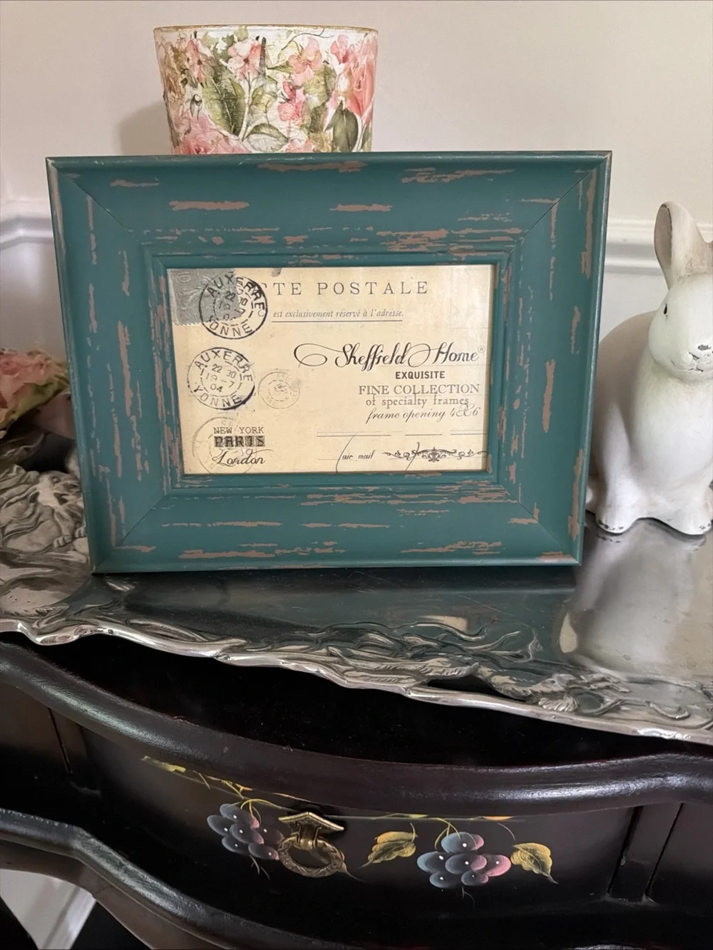 Sheffield Home Teal Distressed Wood Frame with Rustic Finish 9x 7